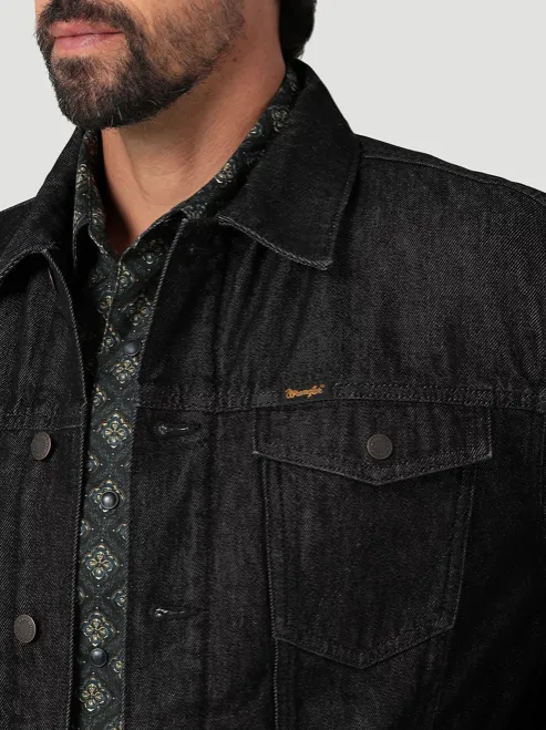 112335726- Wrangler Men’s Cowboy Cut Sherpa Lined Denim Jacket - Black Obelisk