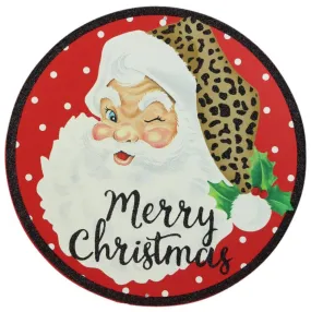 12"Dia Merry Christmas/Santa Sign  Red/White/Black/Tan  MD0736