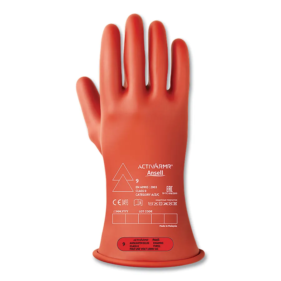 ActivArmr® RIG Electrical Insulating Gloves - MARIGOLD RIG ASTM CL0 RED - 11 INCHES