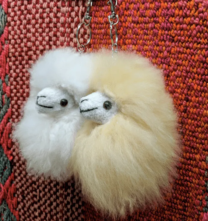 Alpaca Fur Keychain Natural