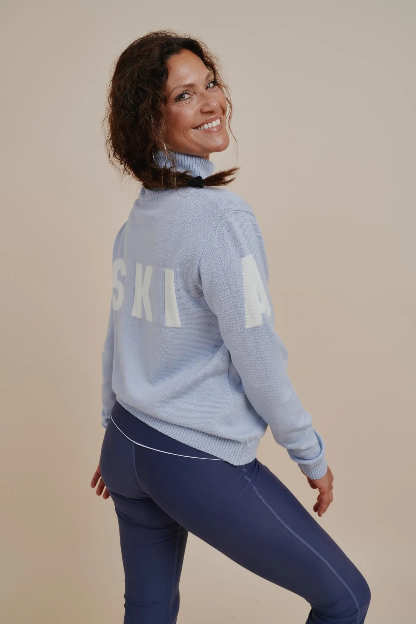 Alpine Turtleneck Merino Knit Sweater Sky Blue