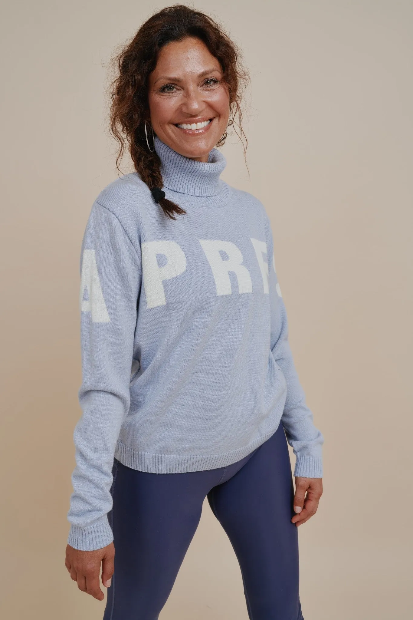 Alpine Turtleneck Merino Knit Sweater Sky Blue