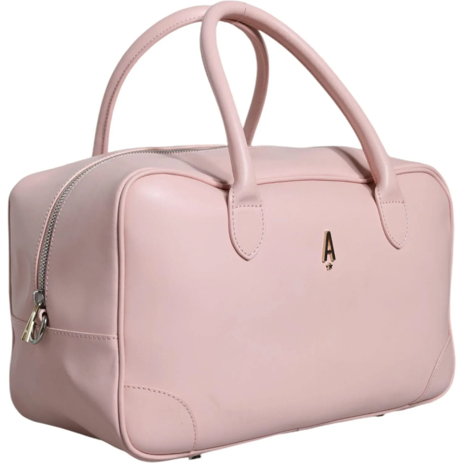 Aniye By Pink Leather Logo Top Handle Duffel Handbag Women Bag