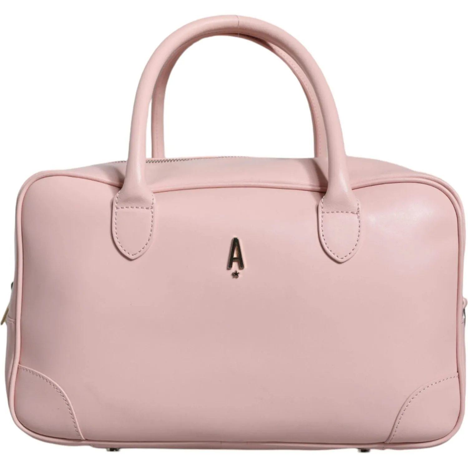 Aniye By Pink Leather Logo Top Handle Duffel Handbag Women Bag