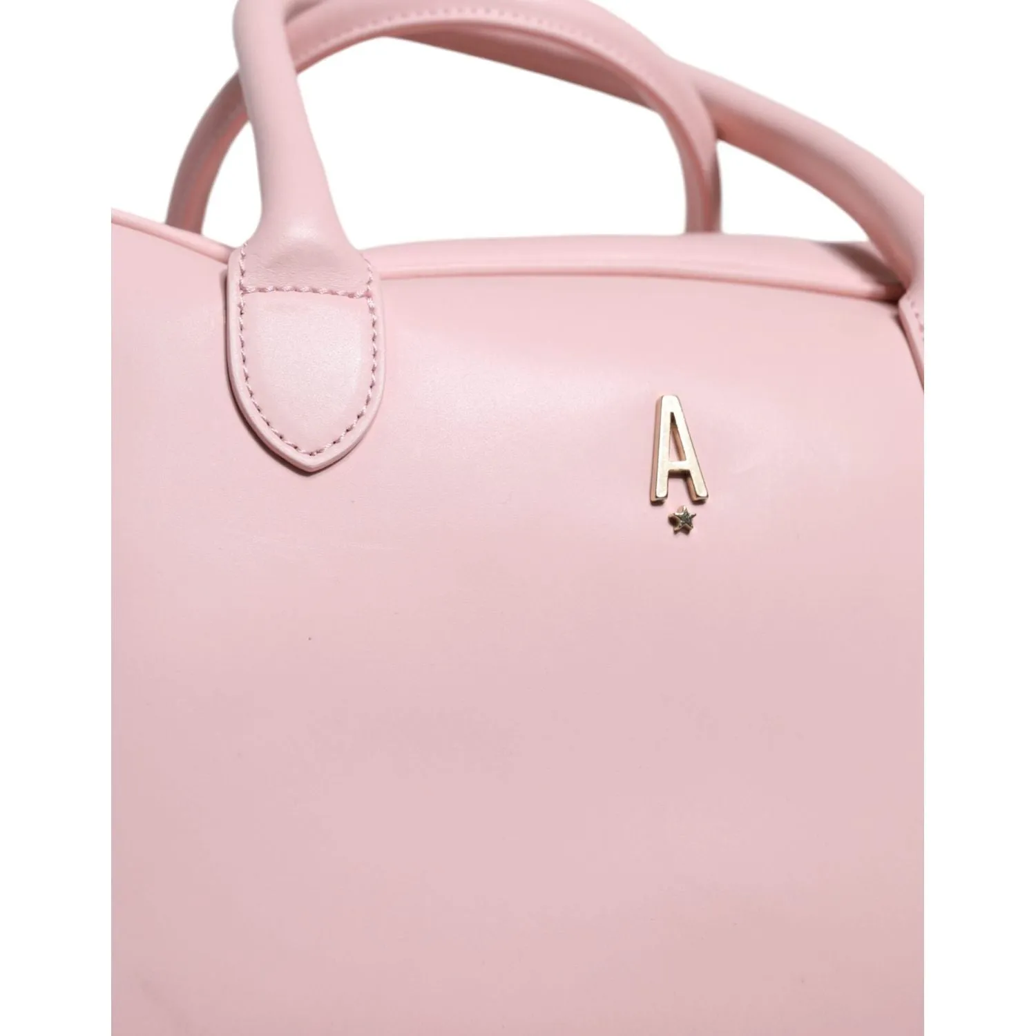 Aniye By Pink Leather Logo Top Handle Duffel Handbag Women Bag