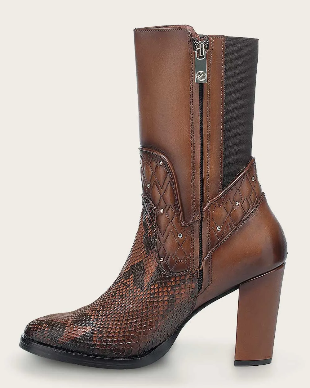 Ankle embroidery honey exotic bootie