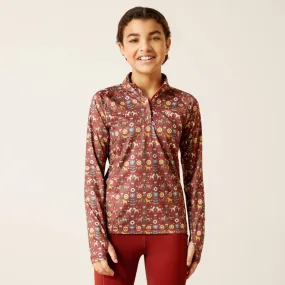 Ariat Youth Quarter Zip Lowell Base Layer Red Ochre Dala Horse