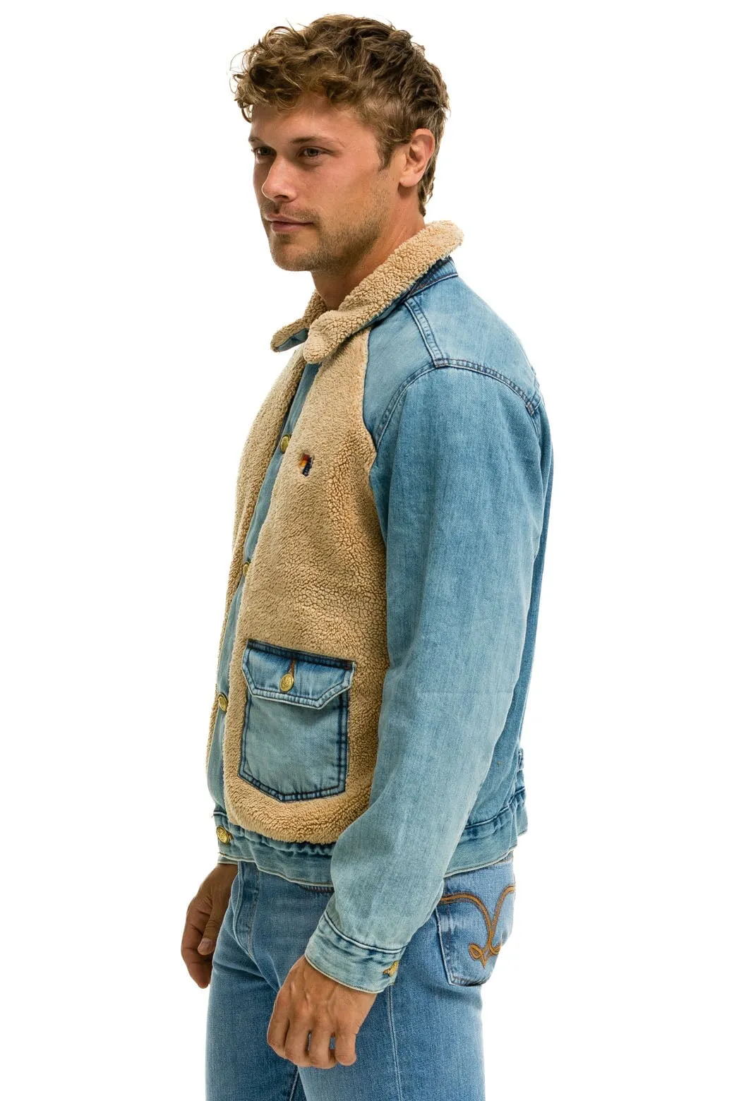 ASPEN SHERPA UNISEX DENIM JACKET - VINTAGE WHEAT