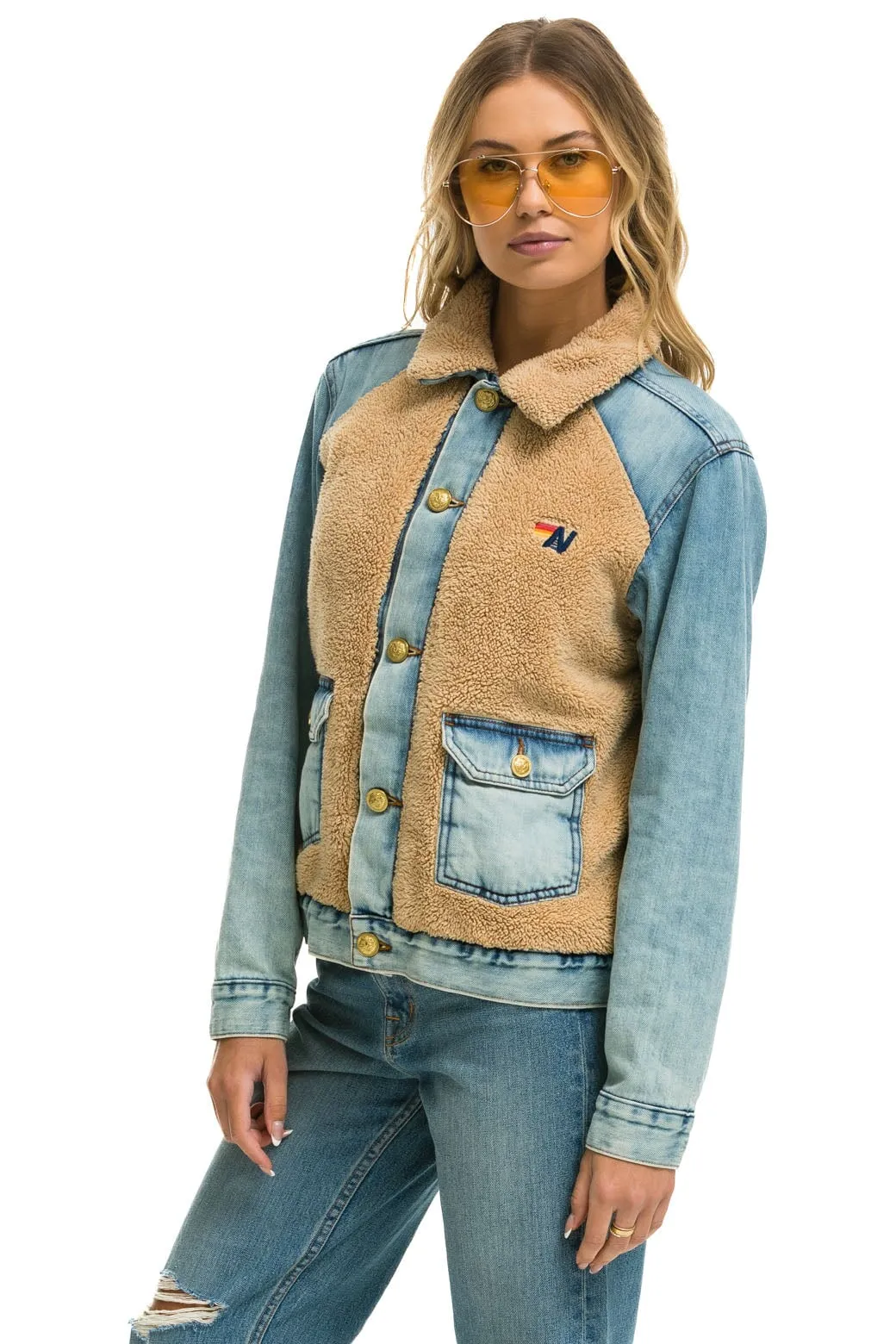 ASPEN SHERPA UNISEX DENIM JACKET - VINTAGE WHEAT