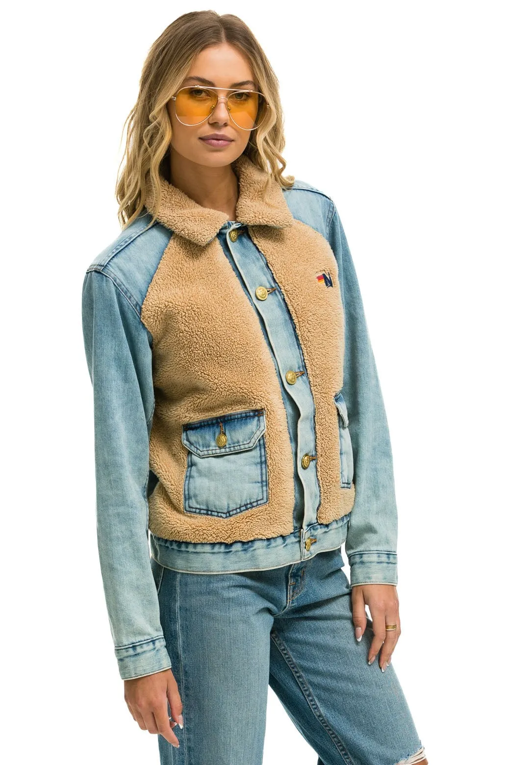 ASPEN SHERPA UNISEX DENIM JACKET - VINTAGE WHEAT