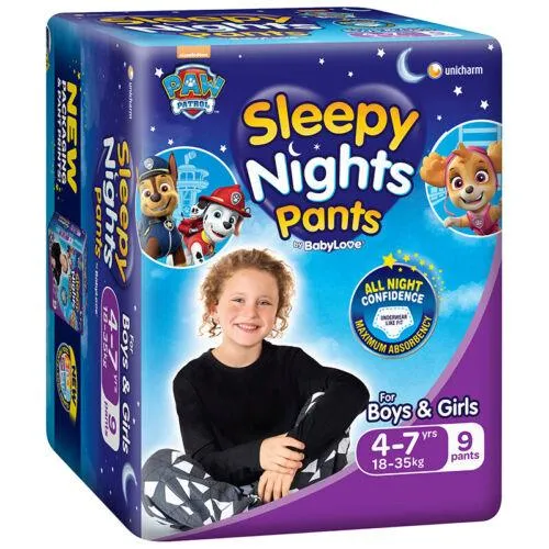 Babylove Sleepy Nights Overnight Pants 4-7 Years 9 Pack