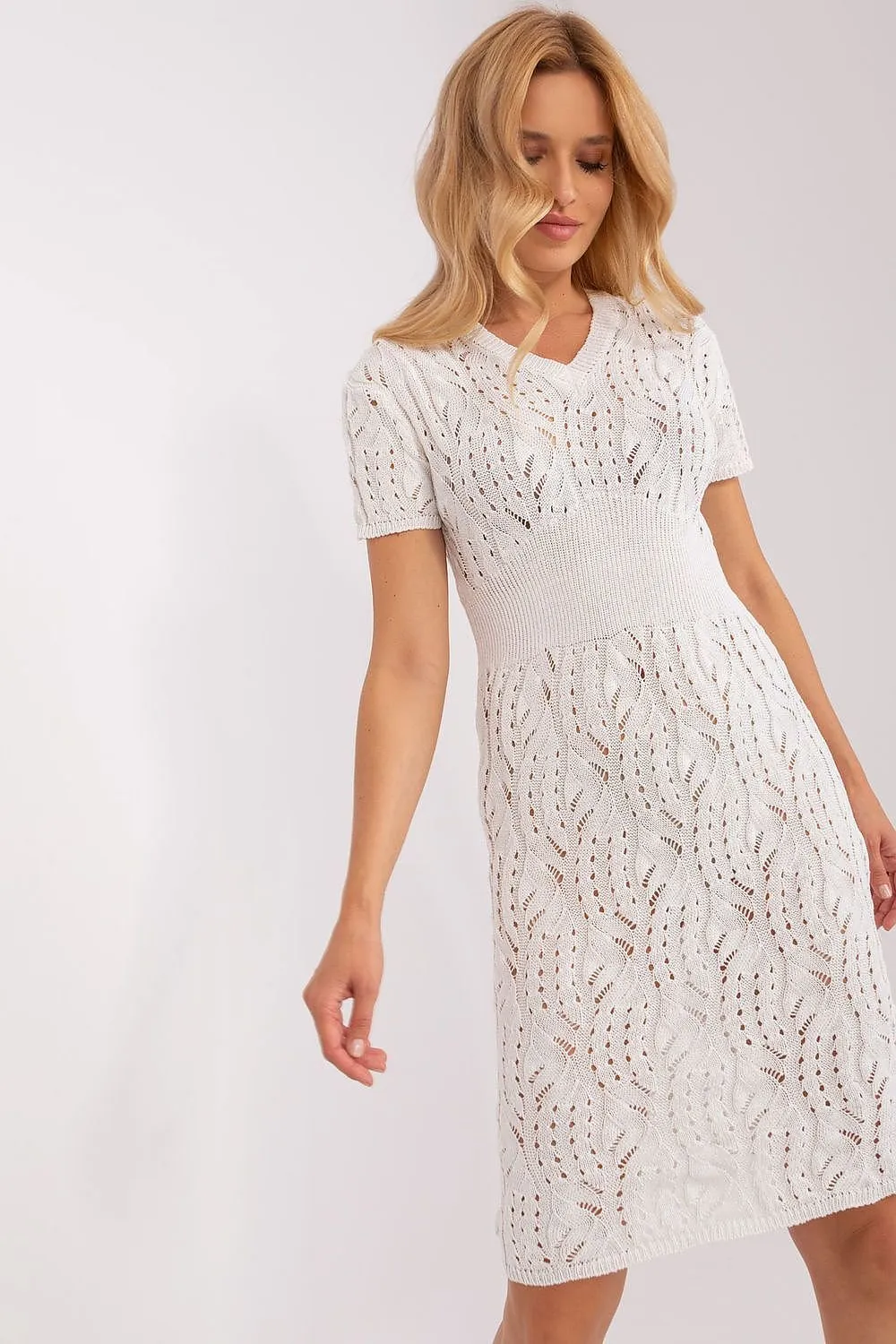 Badu Openwork Knit Midi Dress