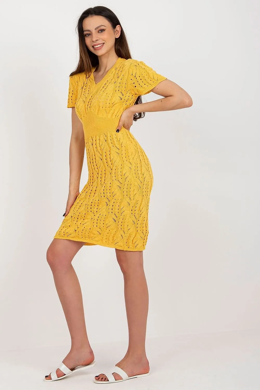 Badu Openwork Knit Midi Dress