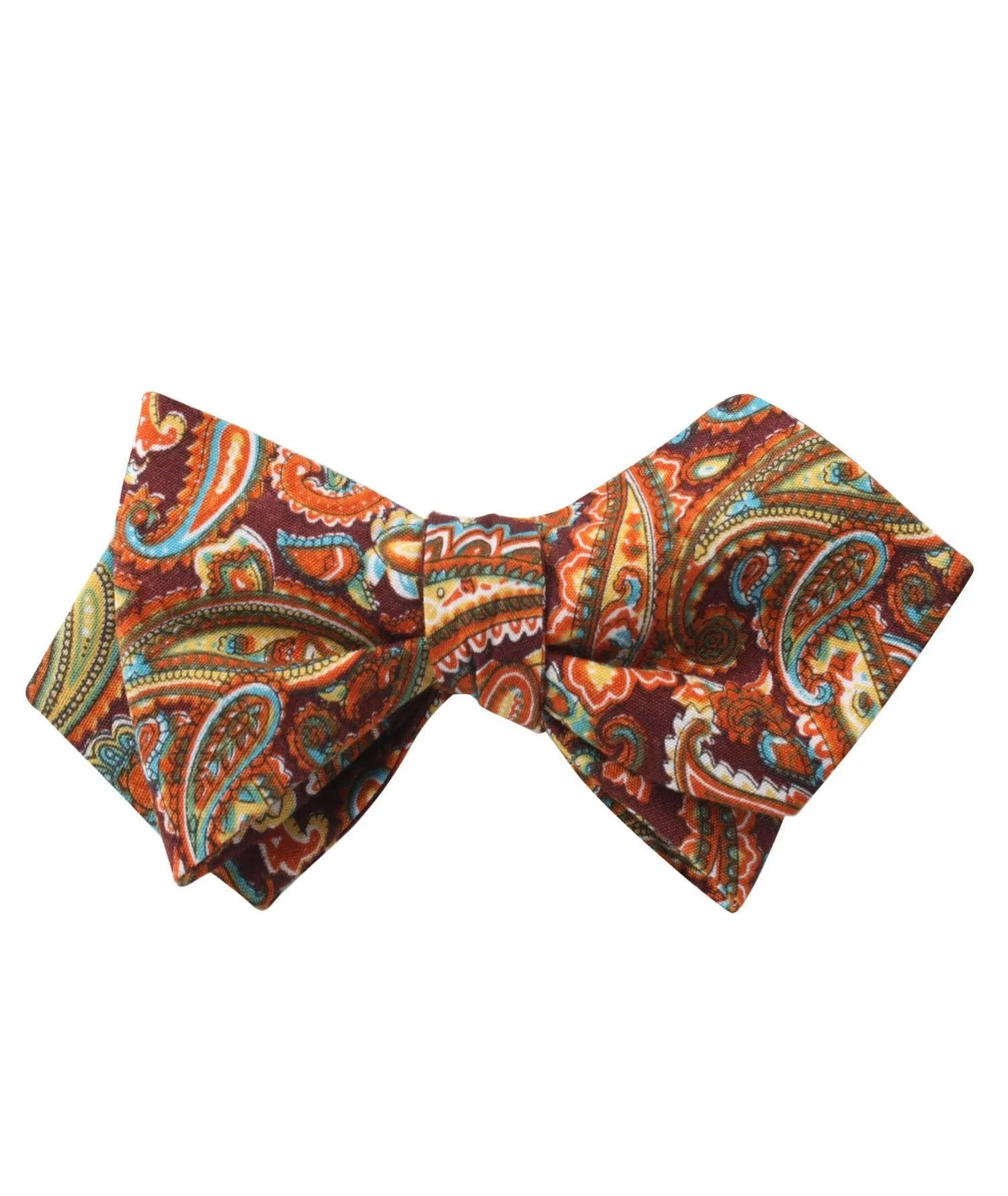 Baku Paisley Orange Diamond Self Bow Tie