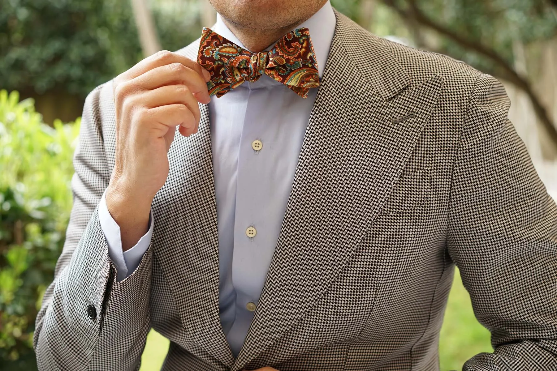 Baku Paisley Orange Self Bow Tie