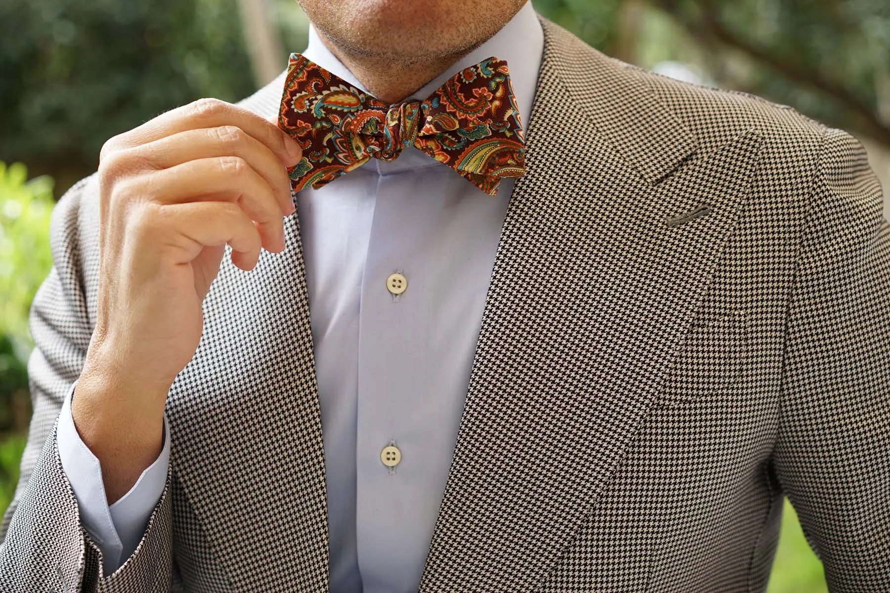 Baku Paisley Orange Self Bow Tie