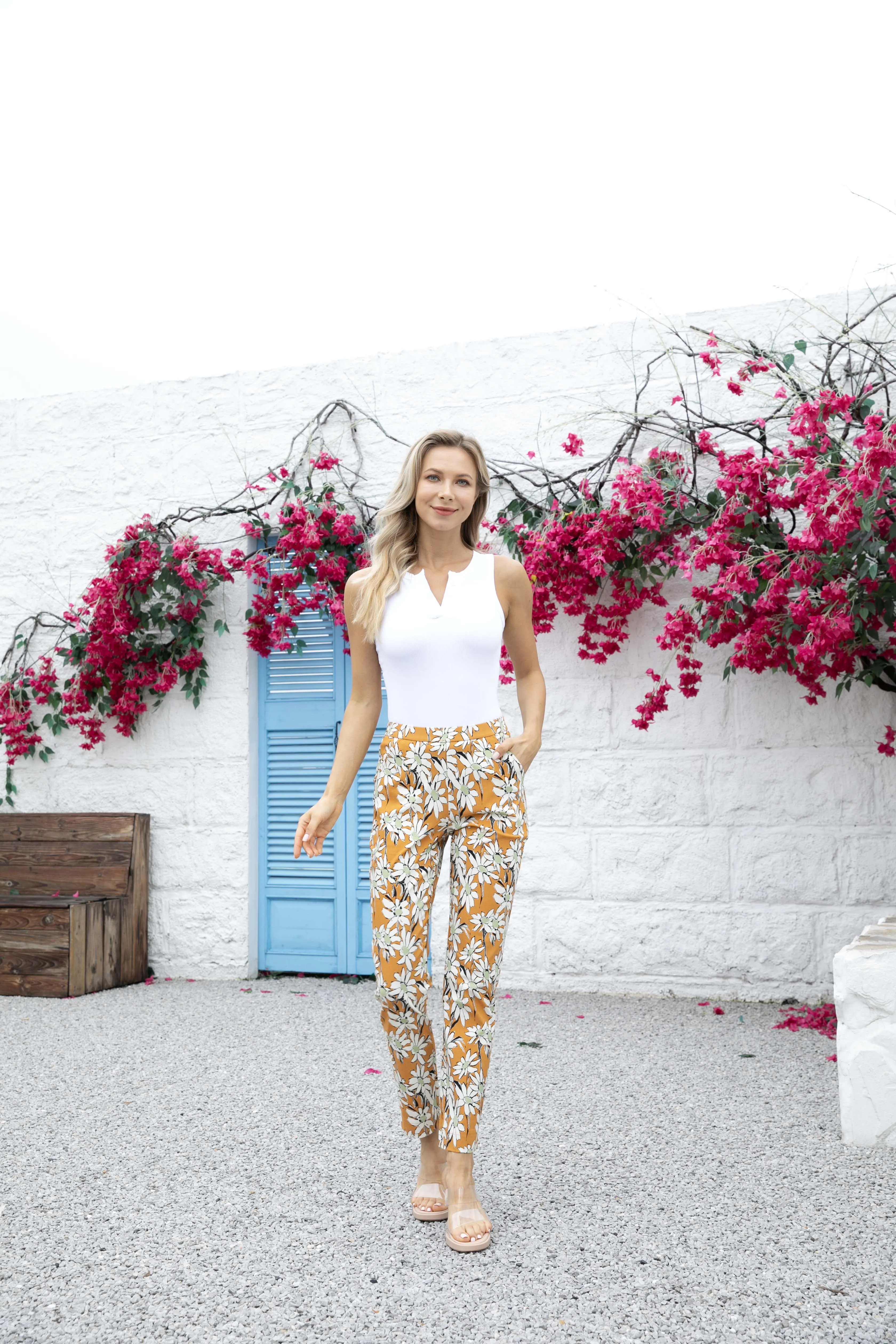 Bamboo Solid Floral Pants