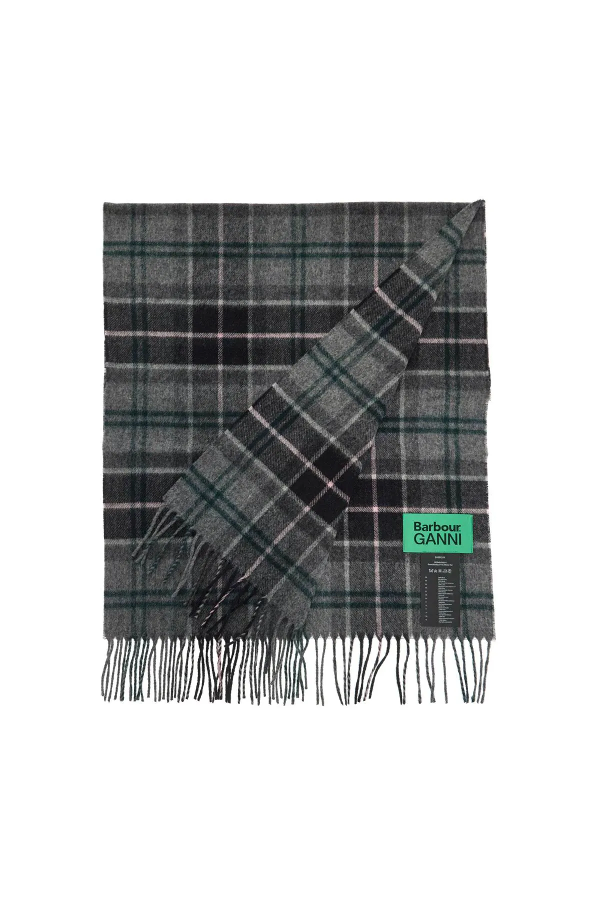 Barbour x Ganni wool checkered scarf for