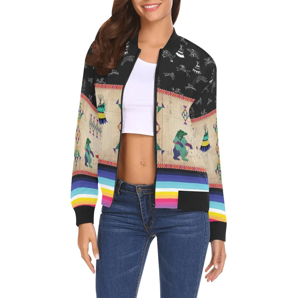 Bear Ledger Black Sky Bomber Jacket for Women