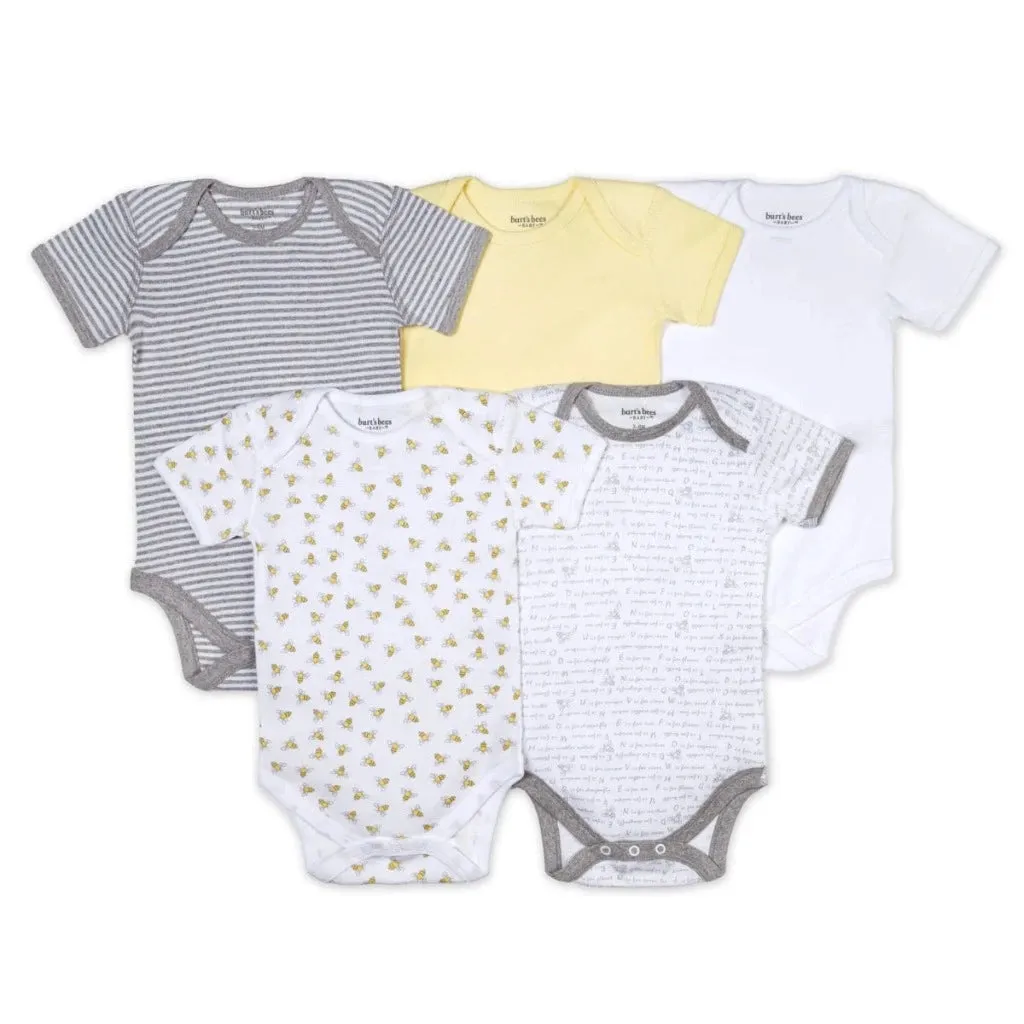 Bee Essentials Organic Short Sleeve Bodysuit - Set of 5 Sunshine