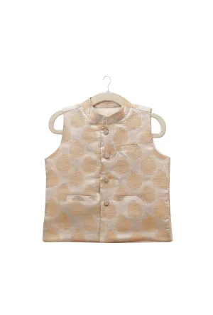 Beige Brocade Nehru Jacket