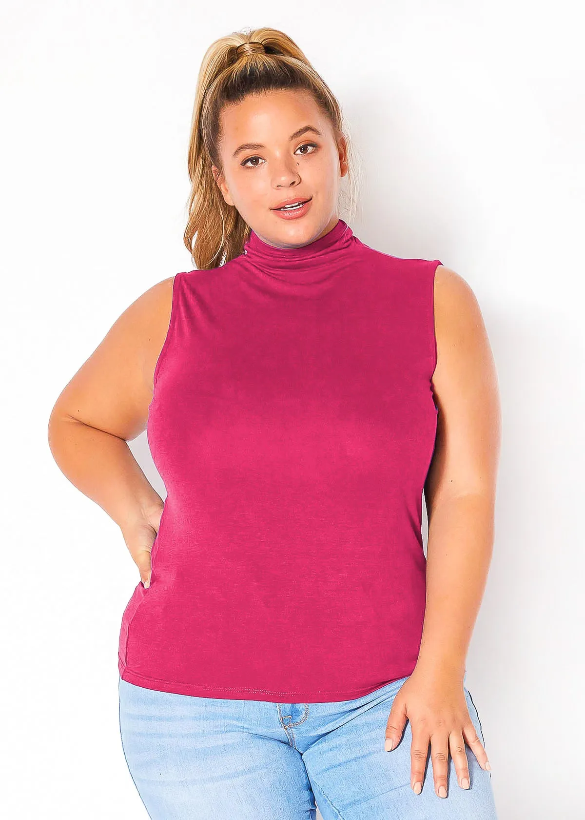 Bellatrix Plus Size Women's Sleeveless Turtle Neck Top