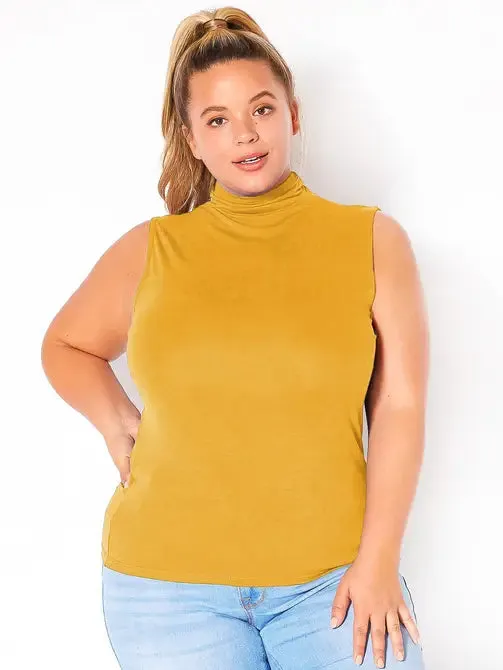 Bellatrix Plus Size Women's Sleeveless Turtle Neck Top