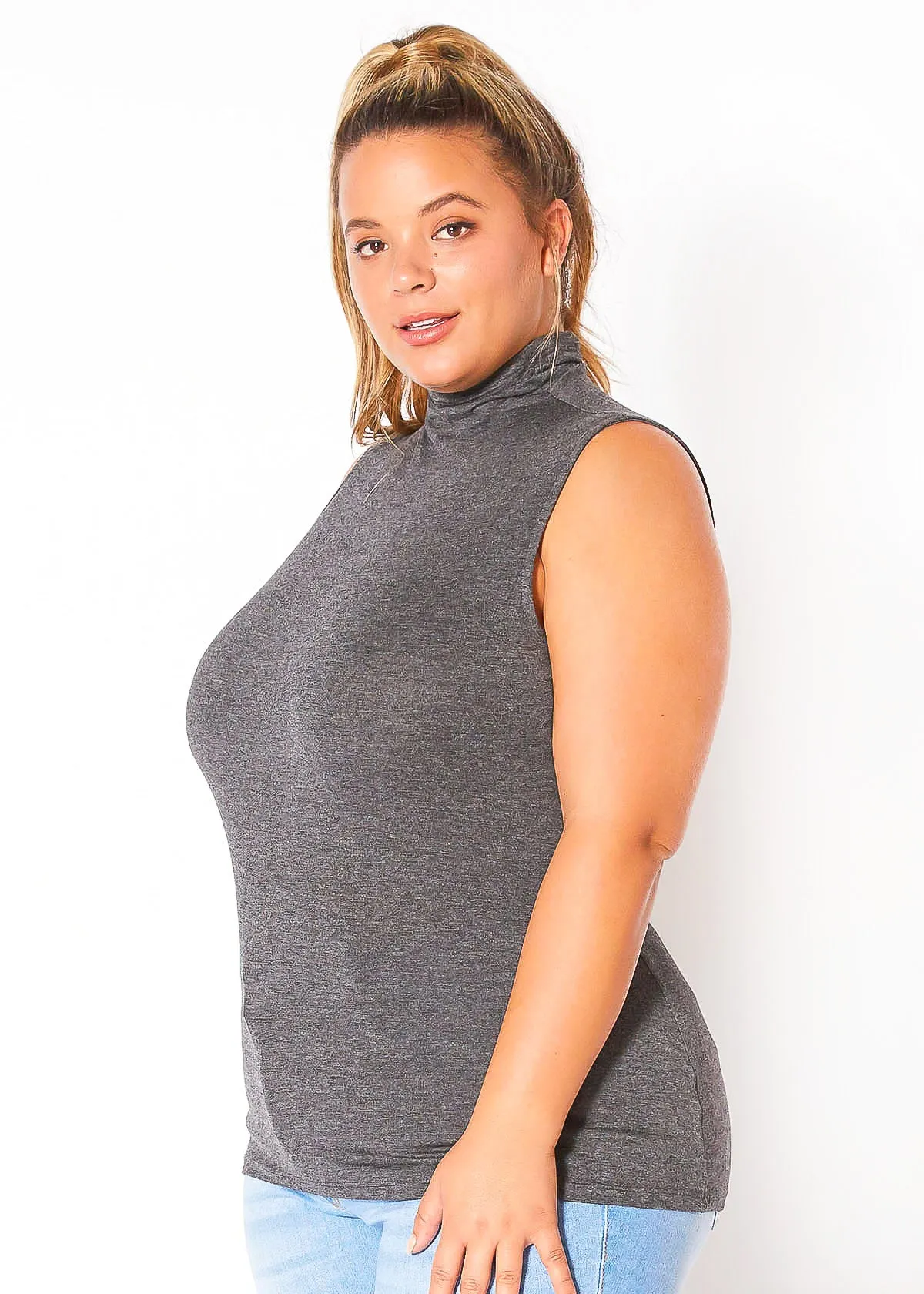 Bellatrix Plus Size Women's Sleeveless Turtle Neck Top