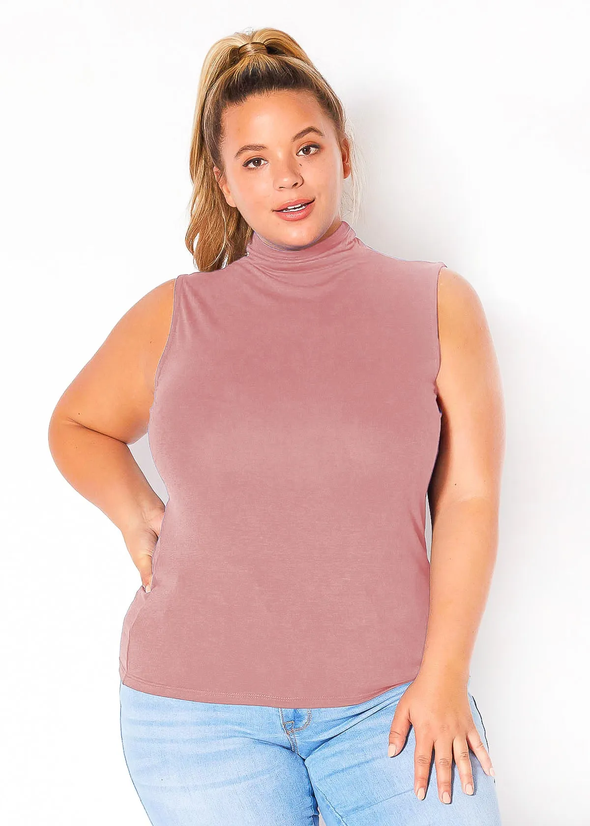 Bellatrix Plus Size Women's Sleeveless Turtle Neck Top