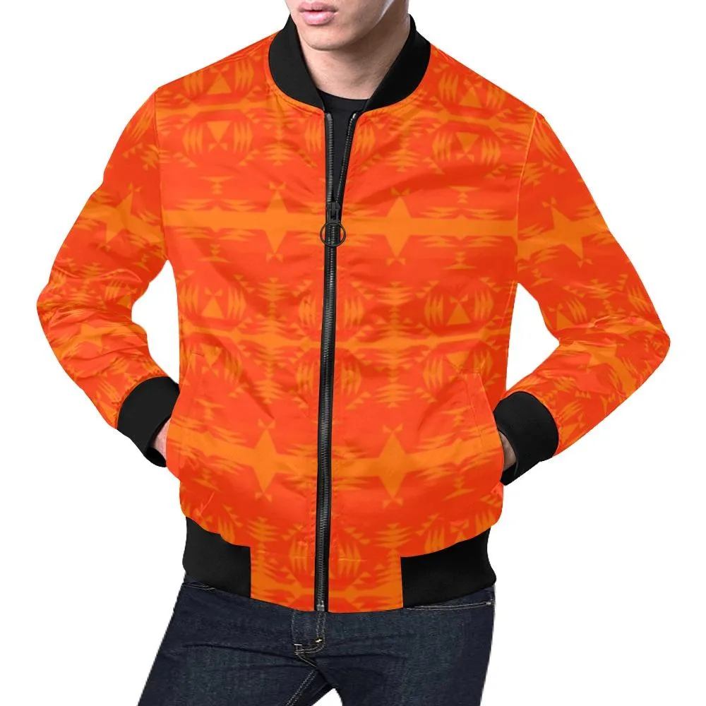 Between the Mountains Orange Bomber Jacket for Men