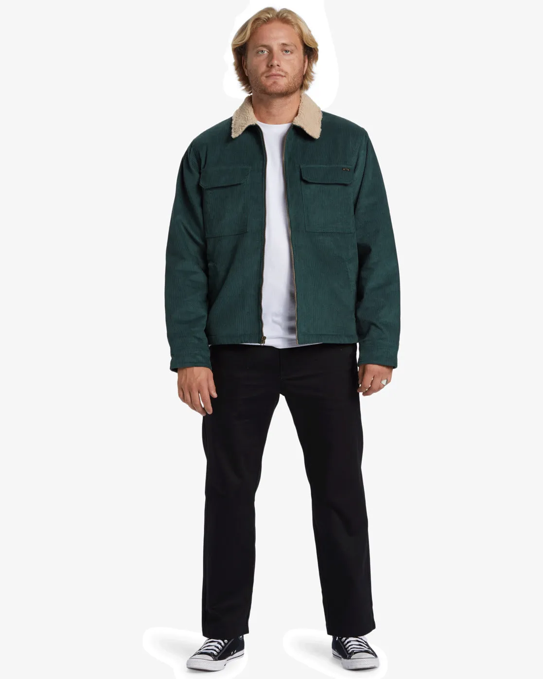 Billabong Barlow Sherpa Cord Jacket-Bottle Green