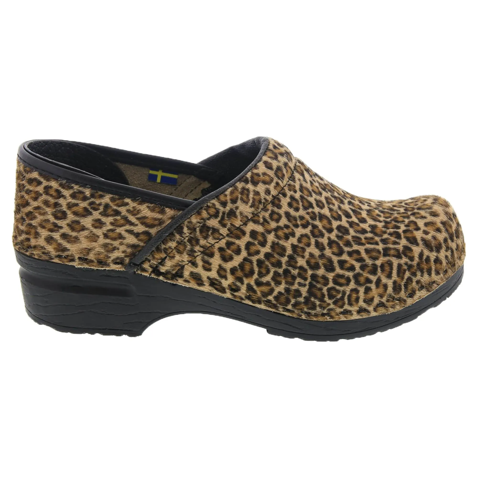 BJORK PROFESSIONAL Safari Collection Leather Clogs in Leopard