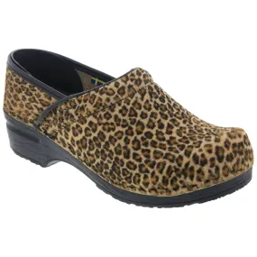 BJORK PROFESSIONAL Safari Collection Leather Clogs in Leopard