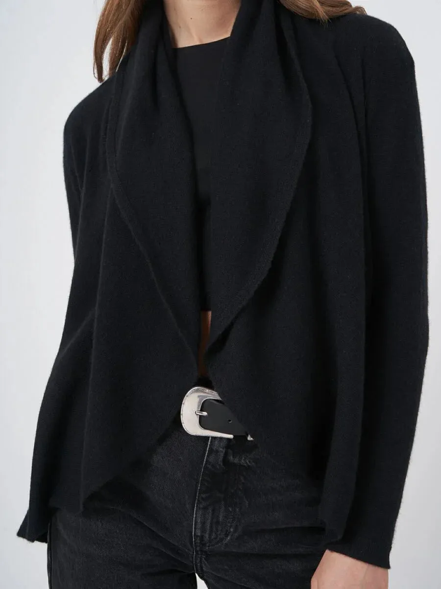 Black Shawl Cashmere Cardigan