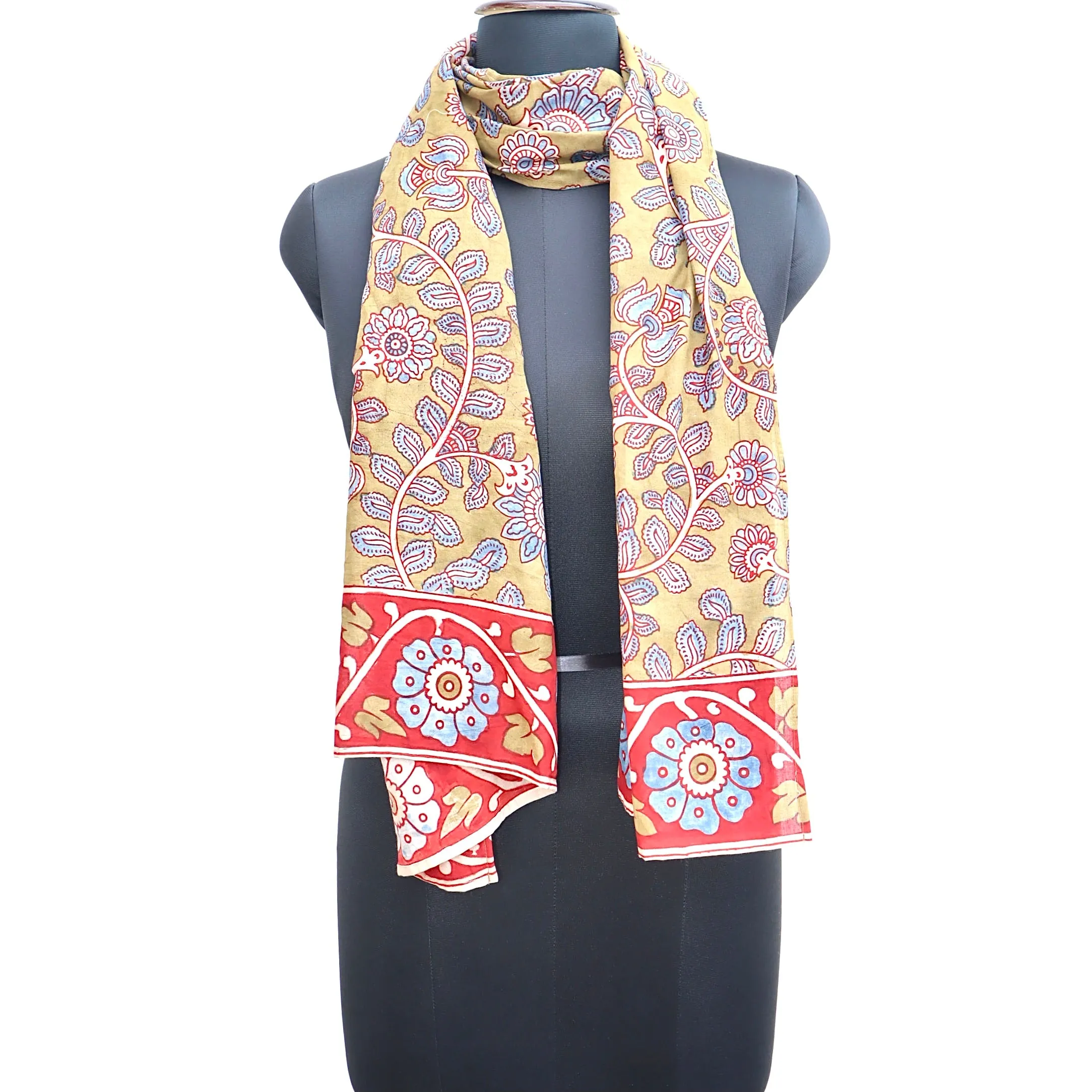 Blossom Cascade Harmony – Limited Edition Hand Painted Cotton Scarf(HS0021)