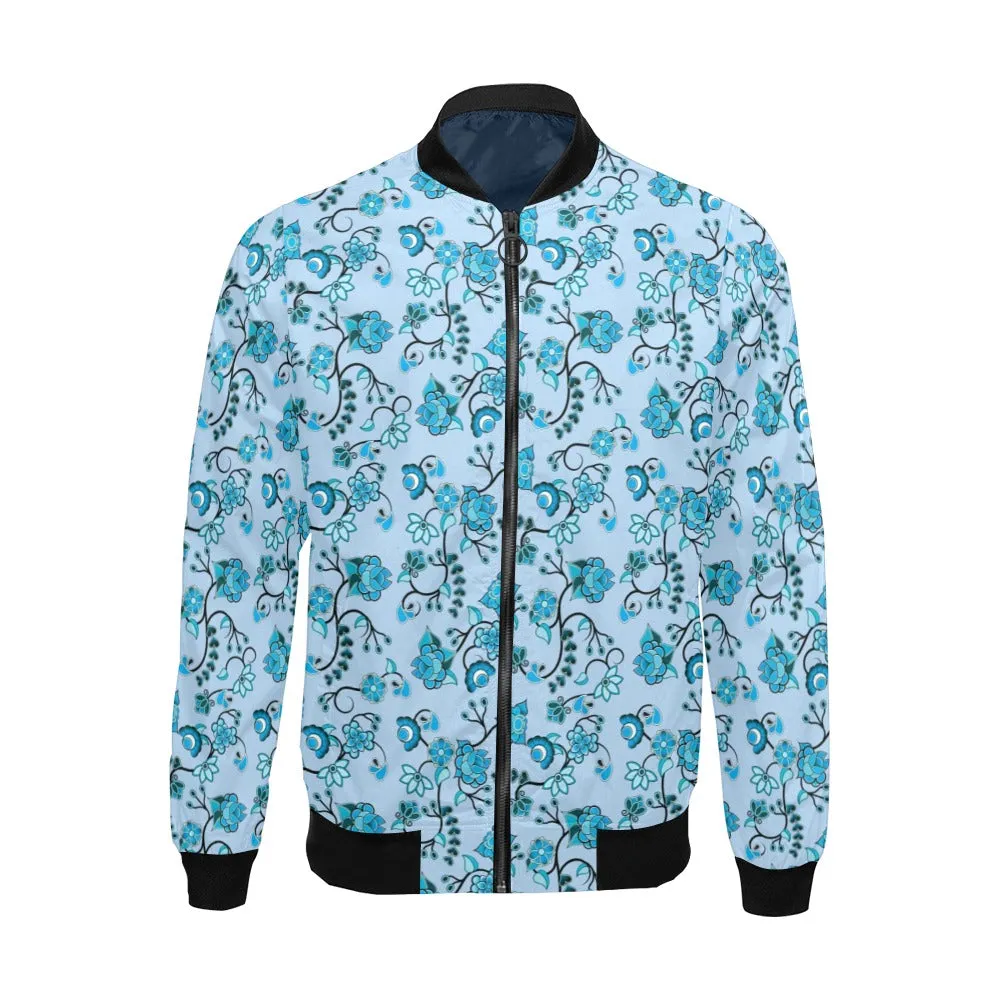 Blue Floral Amour Bomber Jacket for Men