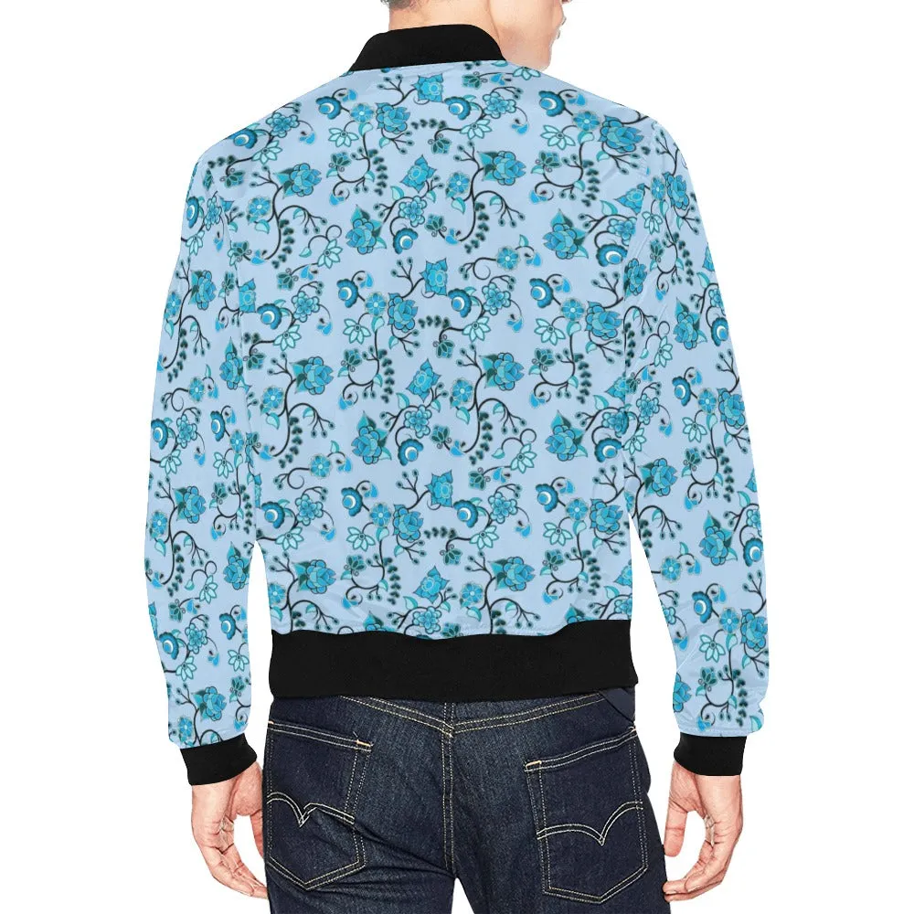 Blue Floral Amour Bomber Jacket for Men