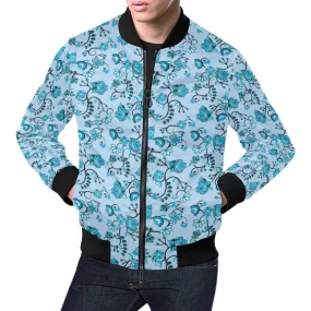 Blue Floral Amour Bomber Jacket for Men