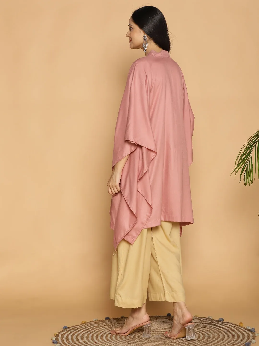 Blush Rayon MandarinKurta - FloralMelange