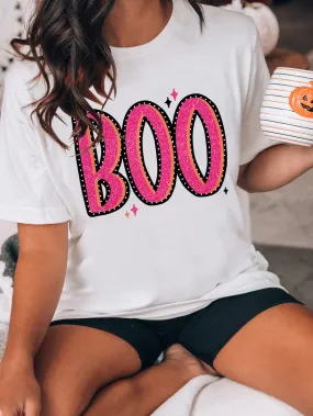 BOO Letter Graphic Tee - White Shift Silhouette