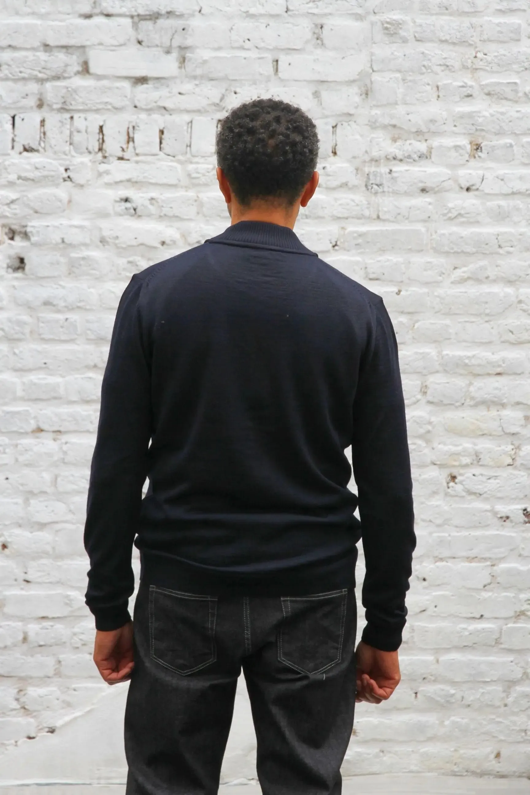 Brewer Knitted Zip Cardigan - Navy