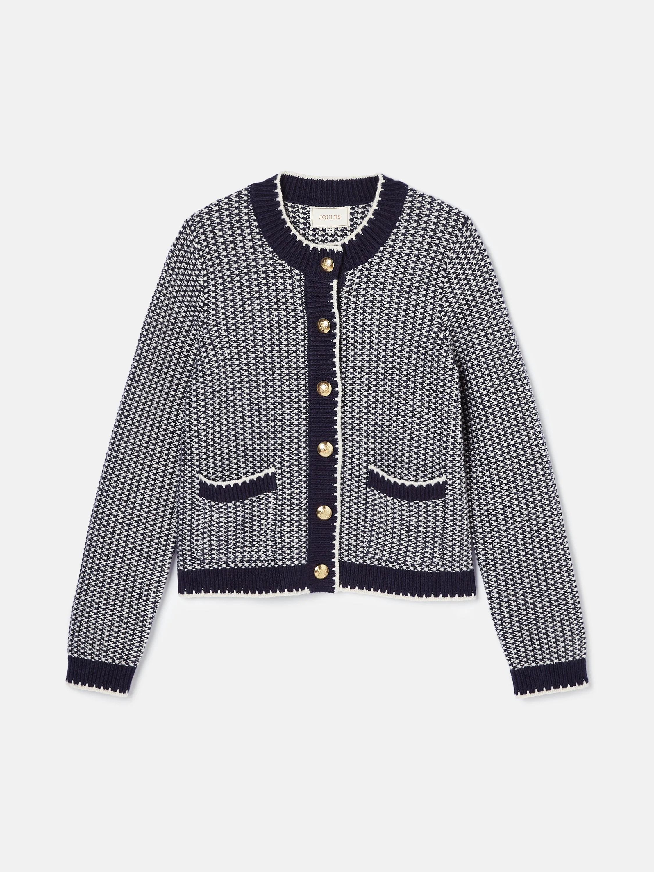 Bridget Navy Button Through Textured Cardigan