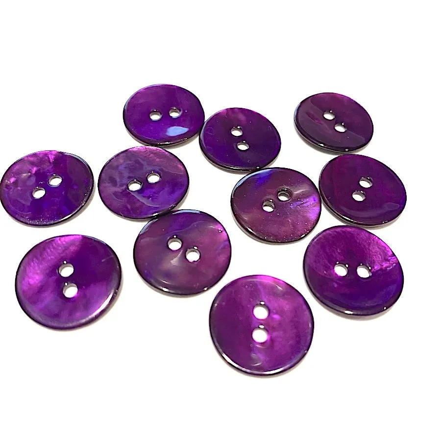 Bright Purple Shiny Agoya Shell Button, 5/8".  #1243.   90¢ each