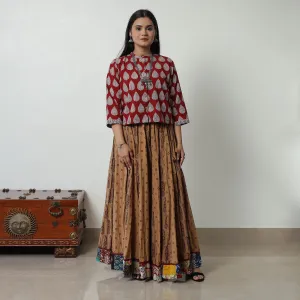 Brown - Bagh Print Skirt with 24 Kali Patchwork 16