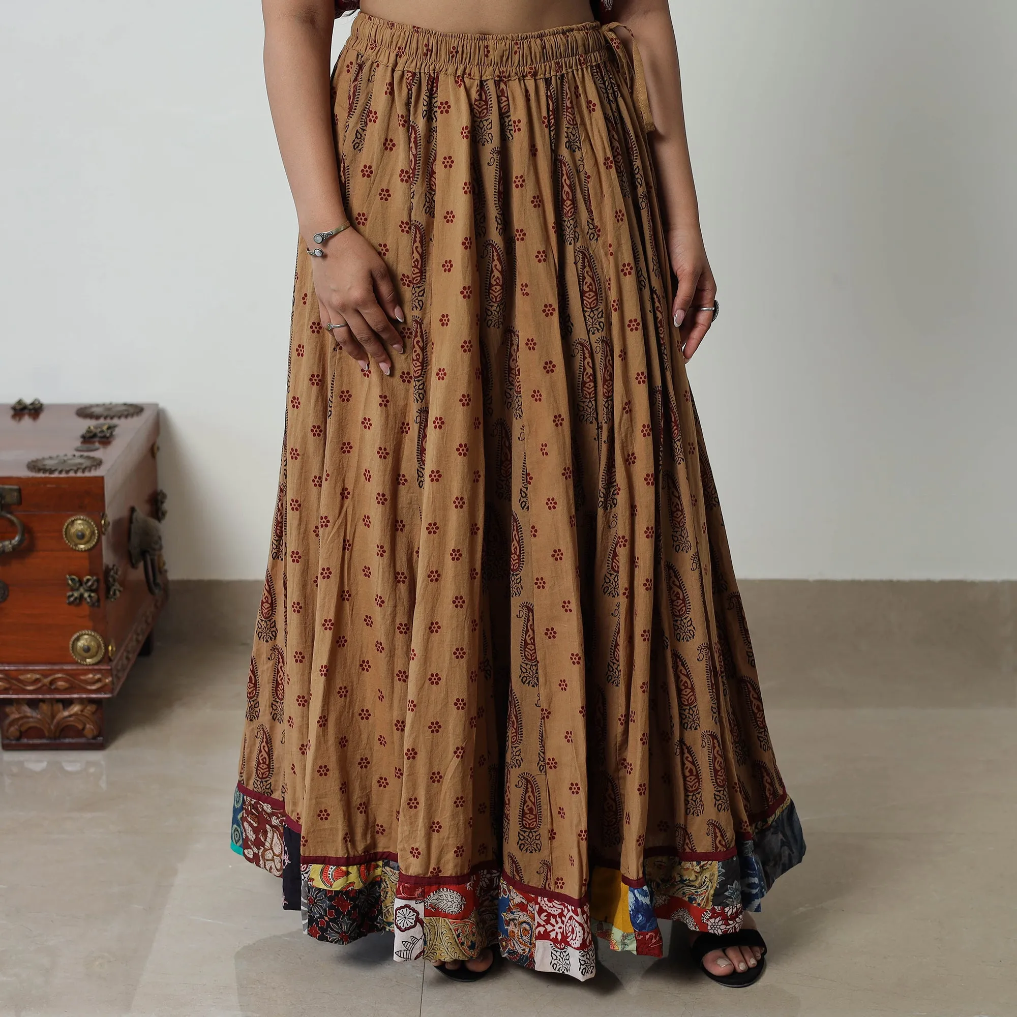 Brown - Bagh Print Skirt with 24 Kali Patchwork 16