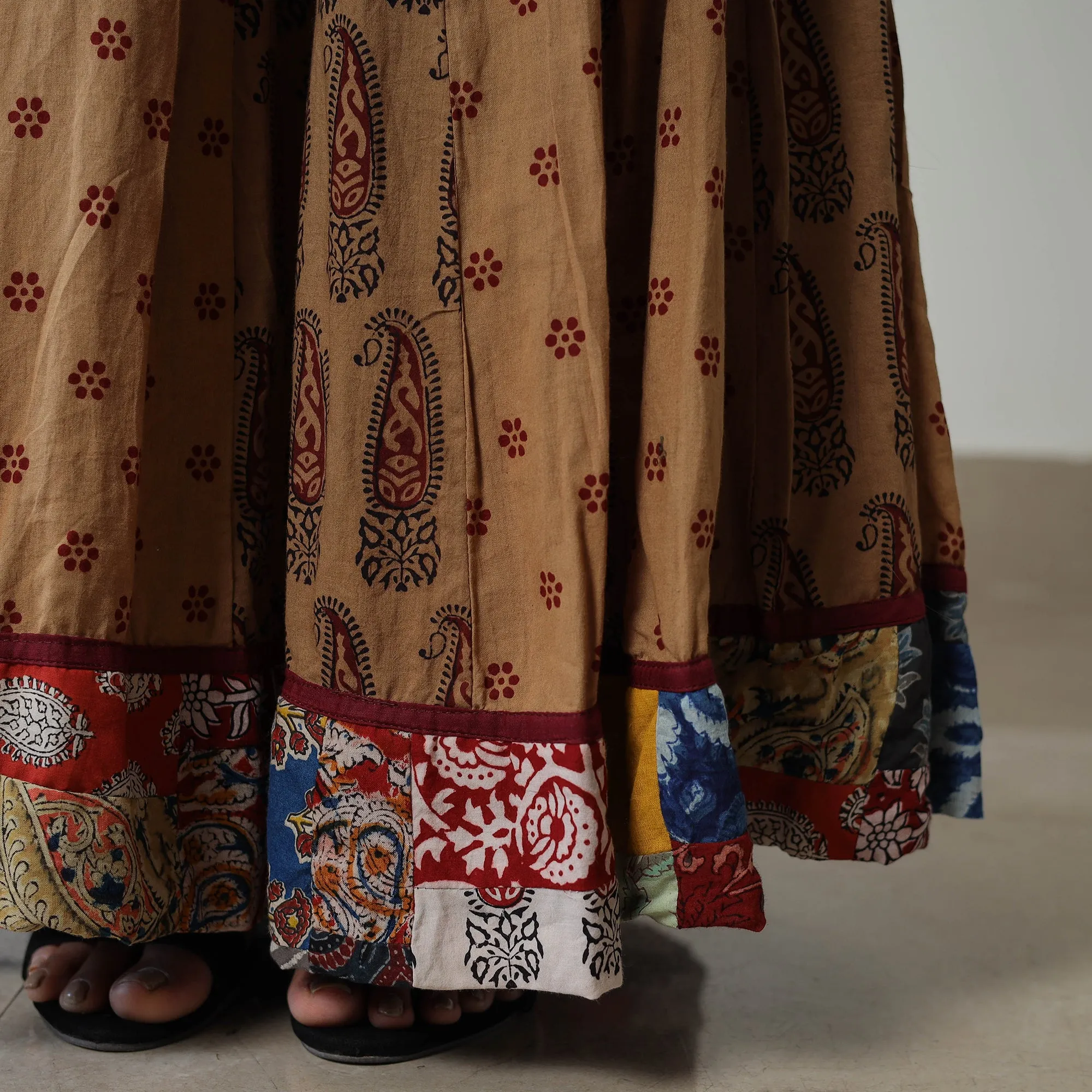 Brown - Bagh Print Skirt with 24 Kali Patchwork 16