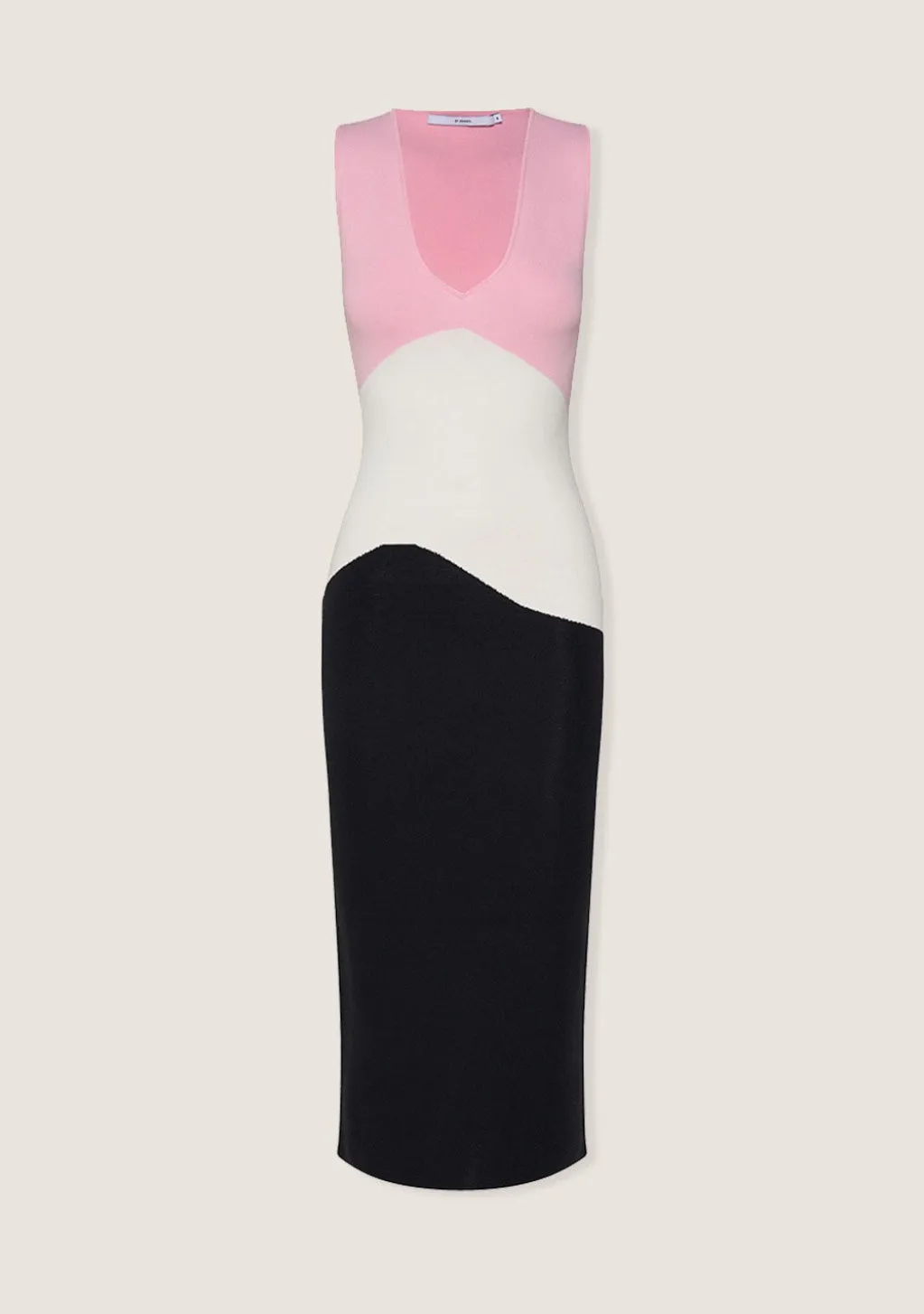 By Johnny Tess Tri Colour MIDI Dress - pink/white/black