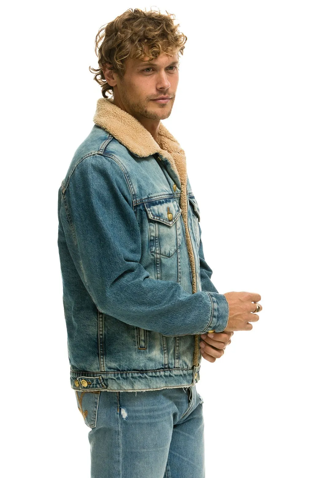 CALI LOVER RANCH SHERPA DENIM JACKET - VINTAGE