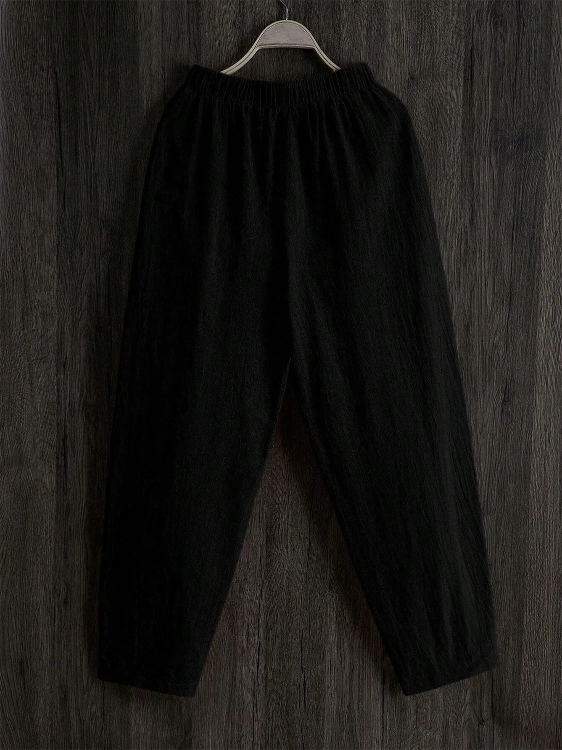 Casual Women's Elastic Waist Pants with Pockets