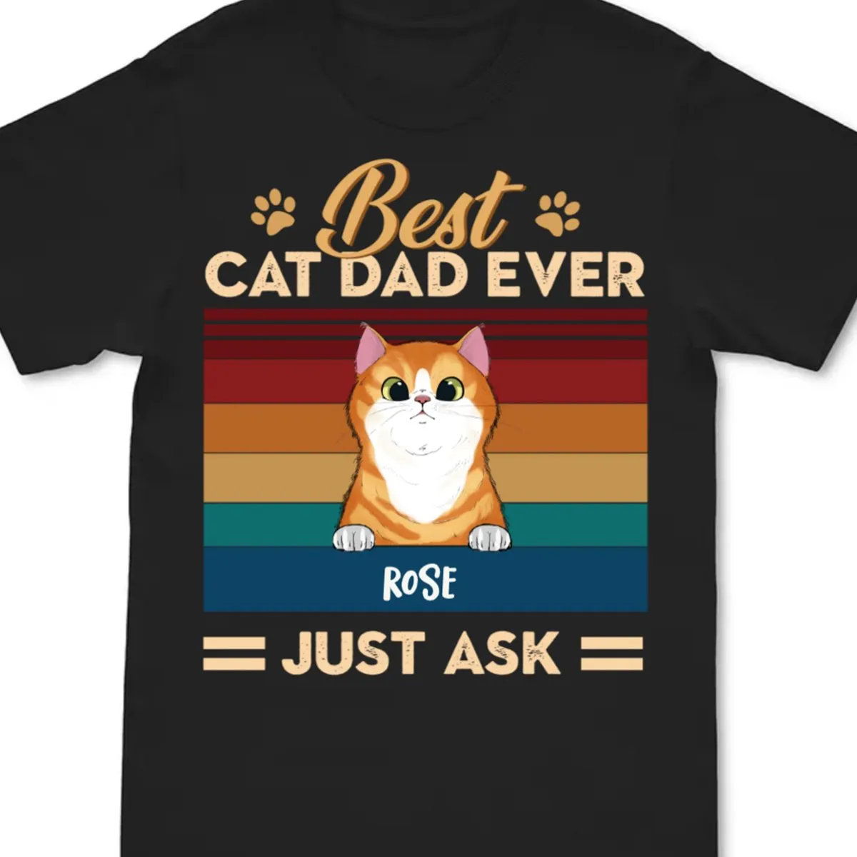 Cat Lovers - Best Cat Dad Ever Just Ask - Personalized Black Unisex T-Shirt